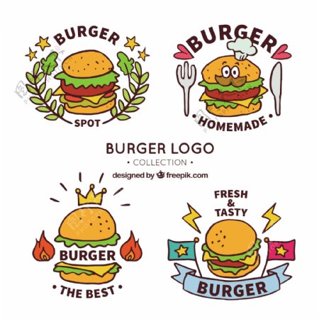手绘彩色汉堡标志
