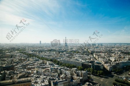 城市巴黎天际线建筑航空摩天大楼城市景观