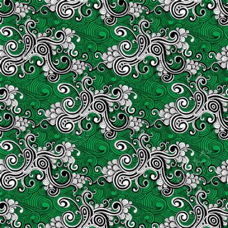 绿色浪花装饰花纹矢量素材