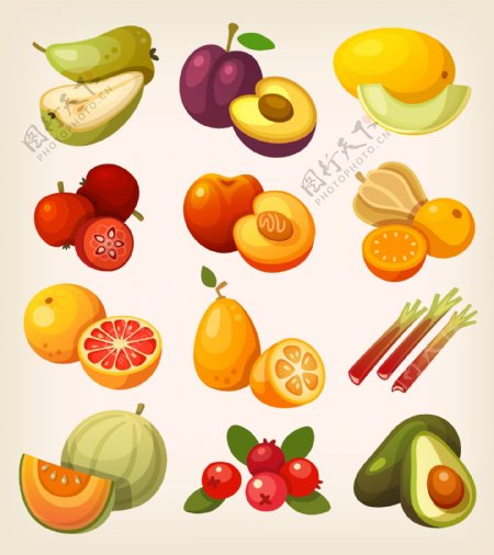 彩色卡通水果