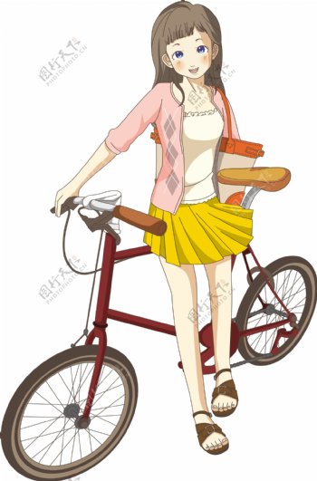 自行车与卡通女生