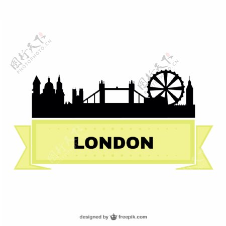 伦敦的城市景观和黄丝带