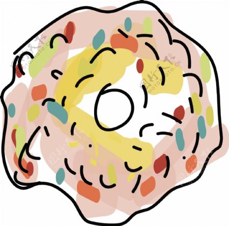 彩色矢量卡通手绘甜甜圈素材