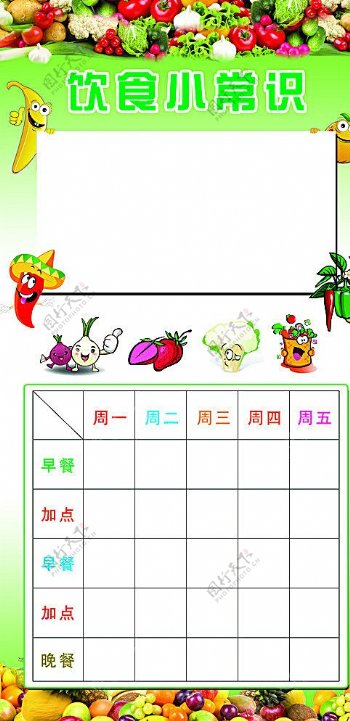 幼儿园食谱展板图片