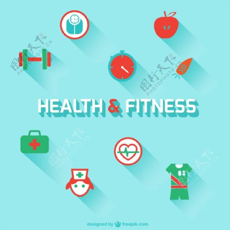 健康和健身的图标背景矢量素材
