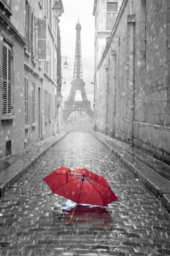 巴黎街头的雨伞图片