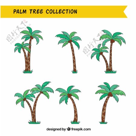 各种手绘风格椰子树矢量设计素材