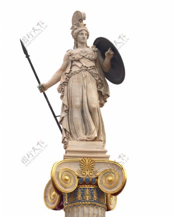 站在罗马柱的女雕塑图片