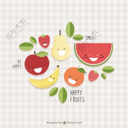 7款可爱水果表情矢量素材