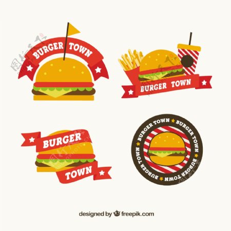 手绘汉堡包标志平面设计素材