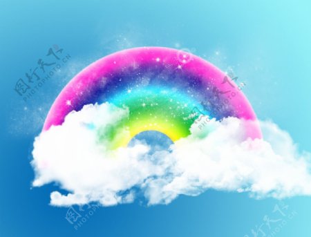 卡通可爱彩虹云朵