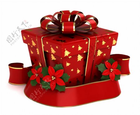 红色彩带和礼物盒