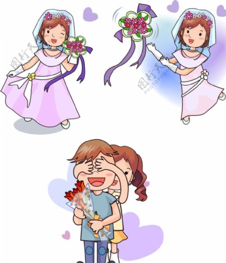 卡通新郎新娘