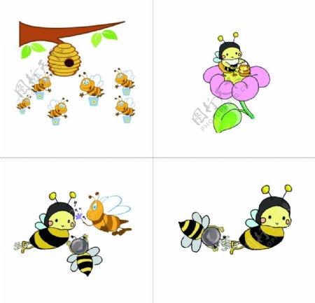 小蜜蜂手绘插画