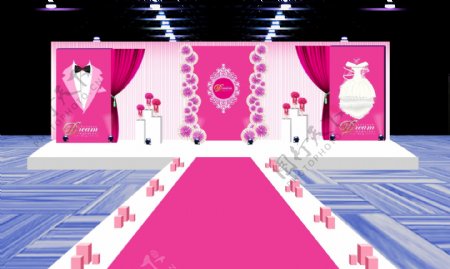 紫红色婚礼舞台设计