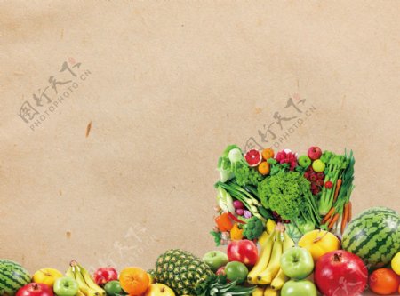 牛皮纸海报水果蔬菜底板背景