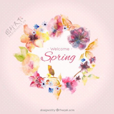 创意春季水彩花卉矢量素材图片