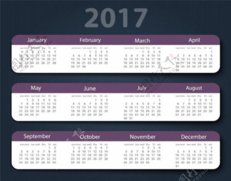 紫色边框2017年日历图片