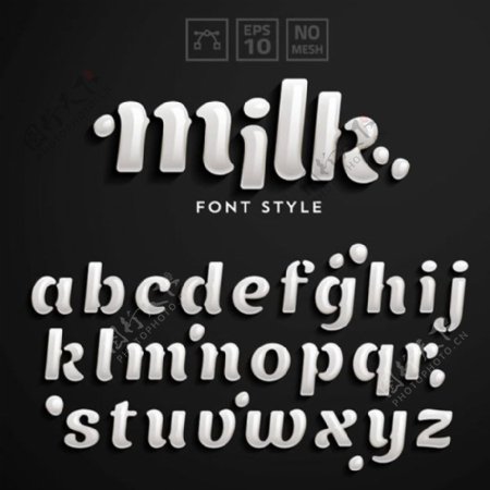 牛奶白艺术字设计矢量素材下载