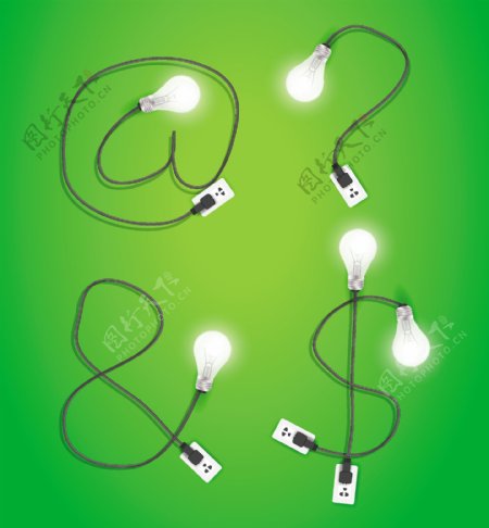 矢量电线灯泡符号设计