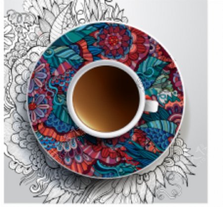 古典咖啡杯花纹