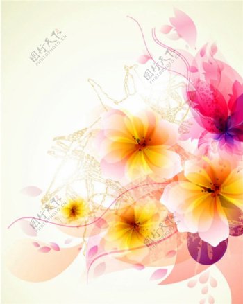 水彩花朵线条图片