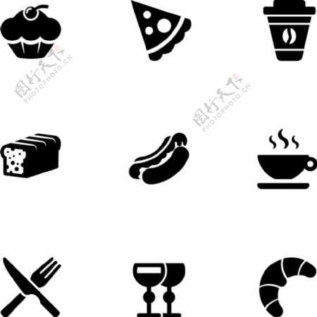 黑色食物简约图标矢量图源文件
