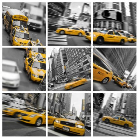 城市街道与计程车图片