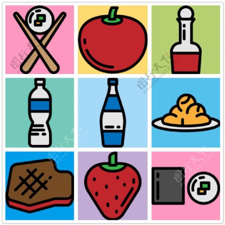 扁平食物icon图标
