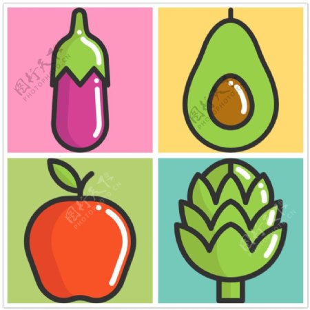 手绘蔬果icon图标