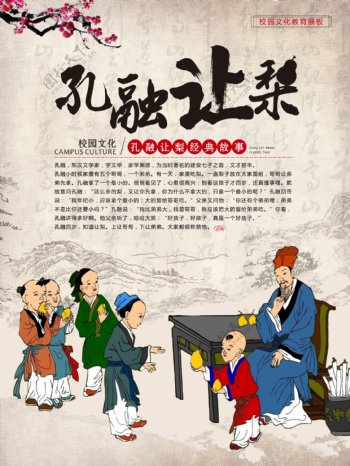 孔融让梨中国传统文化校园文化展板