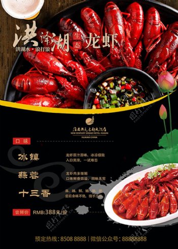 洪泽湖生态龙虾宣传海报psd分层素材