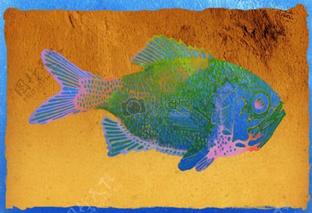 色彩丰富的鲤鱼壁画