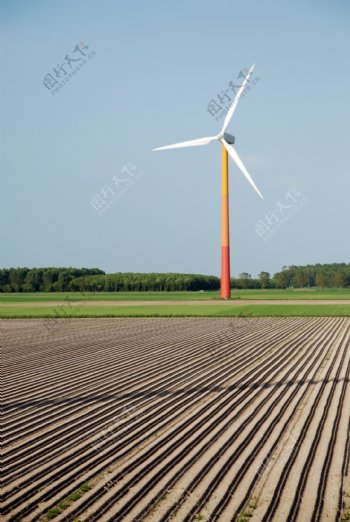 田园上的风车图片
