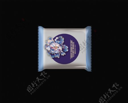 中秋月饼内包装设计蓝色花瓣