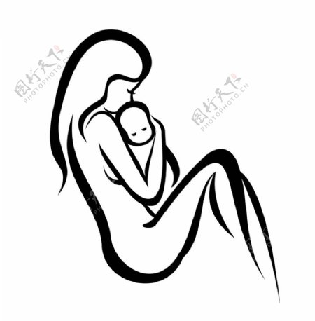 抱婴儿的妈妈标志图片