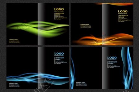 黑色炫丽企业画册封面设计模板psd素材