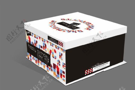 色块蛋糕包装盒设计psd素材下载