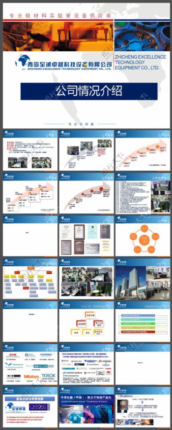 青岛科技测量设备公司团队宣传PPT模板