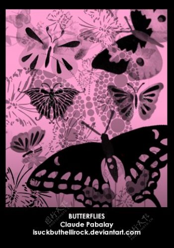 漂亮的蝴蝶花纹图案photoshop素材笔刷