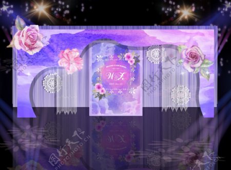 紫色梦幻婚礼背景