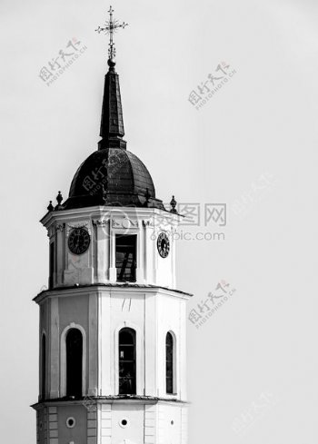 白黑教堂钟楼