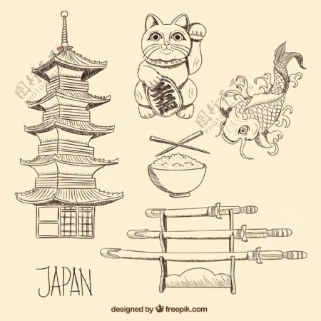 手绘日本文化元素