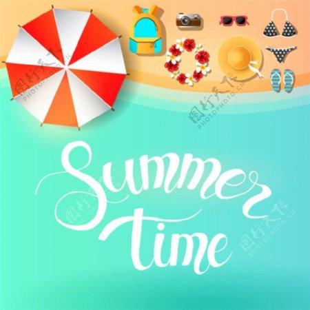 夏日沙滩卡通背景图片