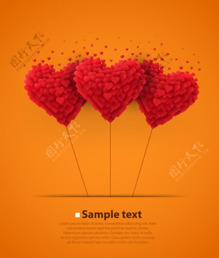 情人节矢量红色心型图片