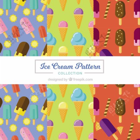 各种彩色冰淇淋装饰图案