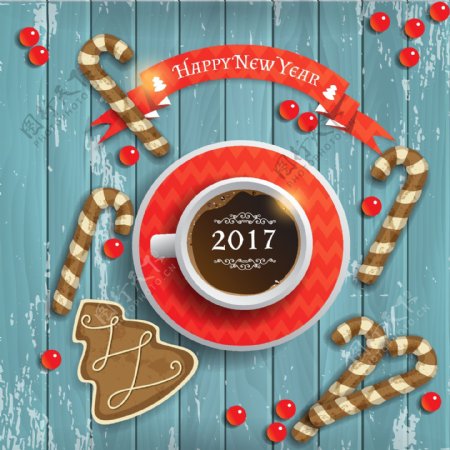 咖啡糖果精致圣诞节背景图标矢量素材