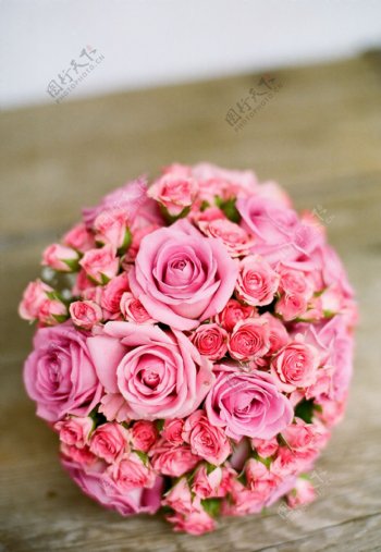 唯美粉色玫瑰花球图片