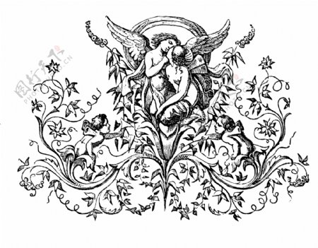 天使宗教神话古典纹饰欧式图案0369