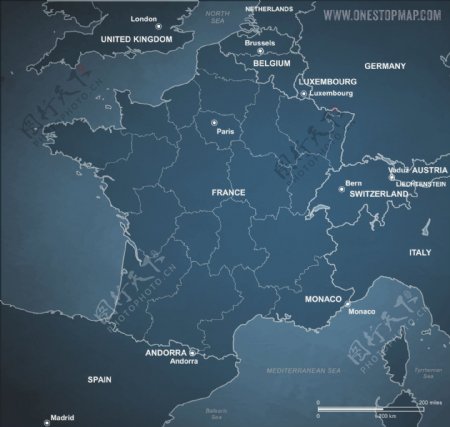 法国政治地图矢量图标